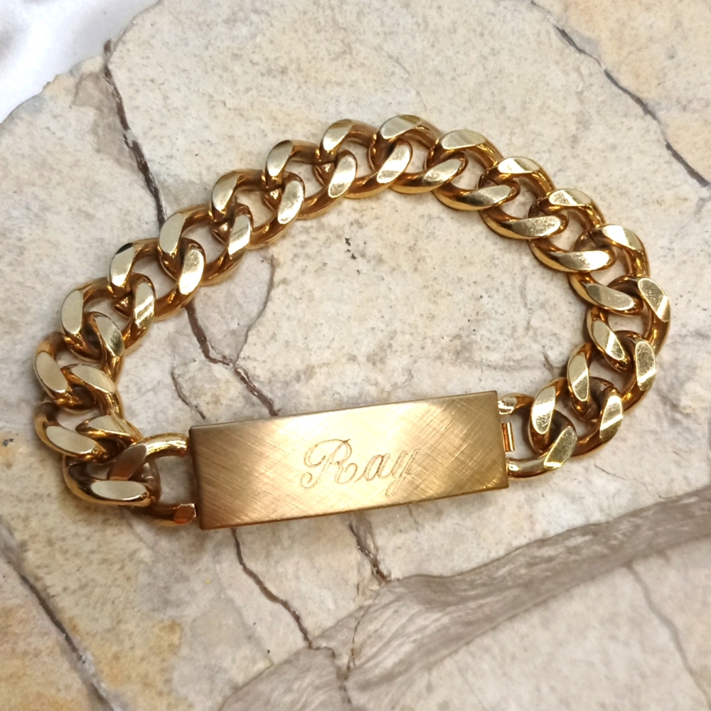 Vintage Speidel Gold Electroplated men's id bracelet Ray